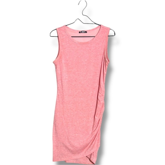 BTFBM Crewneck Rouched Side Pink Sleeveless Mini Dress - Picture 15 of 16